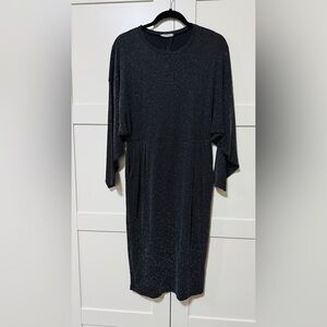 Zara Trapaluc Chic Black Sparkly Dolman Sleeve Dress.